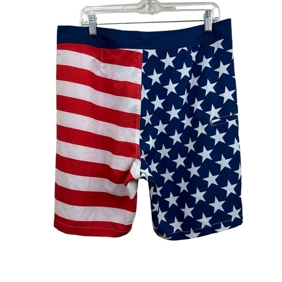 Brooklyn Cloth Red, White, Blue Men’s Flag Swim Board Shorts, 34 - Picture 9 of 12